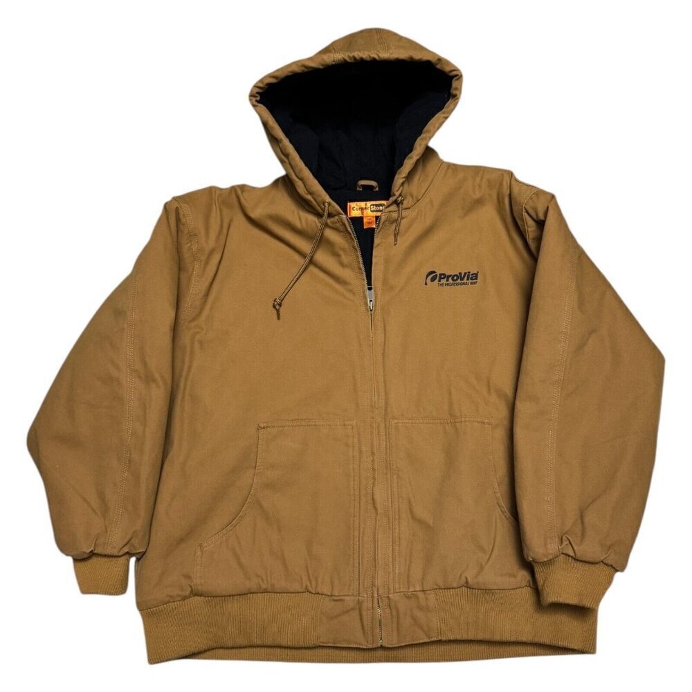 CORNER STONE Canvas Hooded Lined Outdoor Work Coat Jacket Branded Mens 3XL